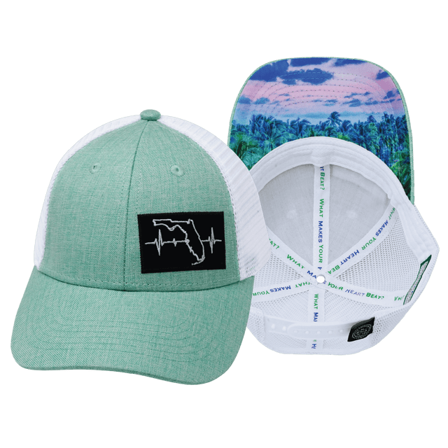 Youth Florida Hat, Low Profile, Snapback Hat, Teal, White, Mens Hat, Womens Hat, Main Picture