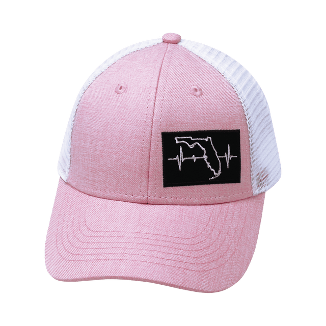 Youth Florida Hat, Low Profile, Ponytail, Snapback Hat, Pink, White, Mens Hat, Womens Hat, Front Picture