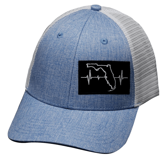 Youth Florida Hat, Low Profile, Snapback Hat, Light Blue, White, Mens Hat, Womens Hat, Front Picture