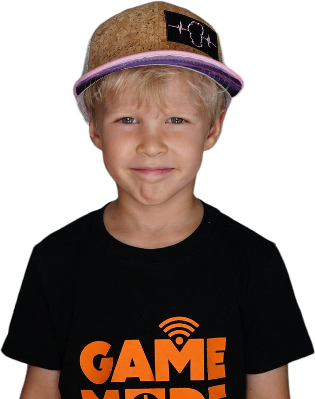 Youth Tahoe Hat, Baseball Hat, Snapback Hat, Cork, Pink, Gray, Mens Hat, Womens Hat, Boy In Hat Picture