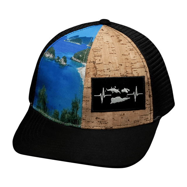 Virgin Islands Hat - Baseball Fit Hat - Cork Hybrid - Ocean - Trucker Mesh