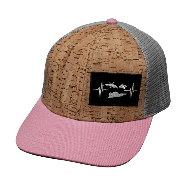 Virgin Islands Hat - Baseball Hat Fit - Cork - Pink / Gray - Trucker Mesh