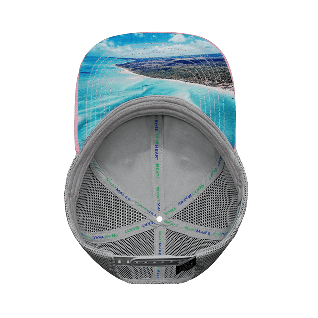 Virgin Islands Hat - Baseball Hat Fit - Cork - Pink / Gray - Trucker Mesh