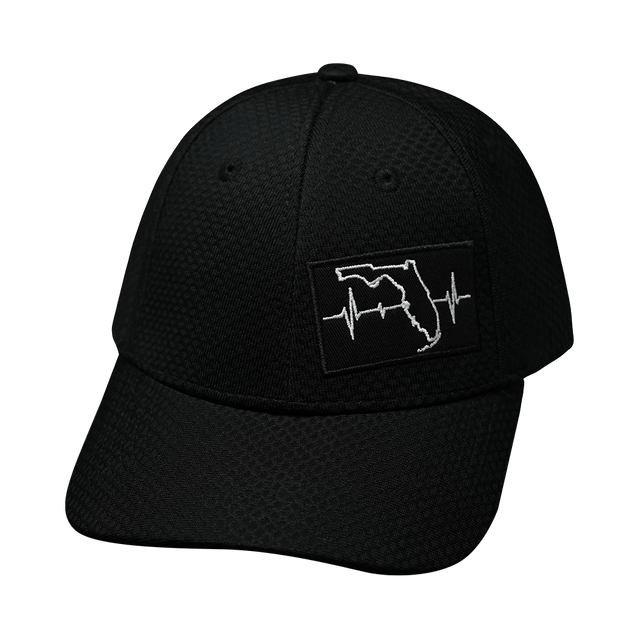 Florida Hat, Athletiic Fit, Airmesh, Snapback Hat, Black, Mens Hat, Womens Hat, Front Picture