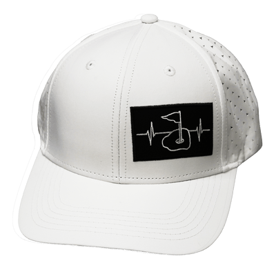 Golf Hat — Baseball Hat Fit, White (No Photo), Laser Mesh