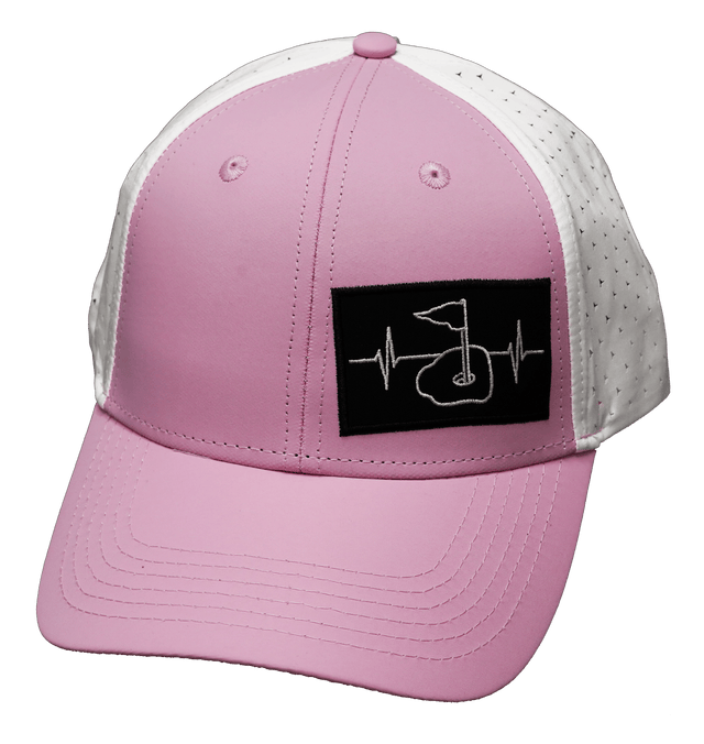 Golf Hat, Low Profile, Ponytail, Snapback Hat, Pink, White, Mens Hat, Womens Hat, Front Picture