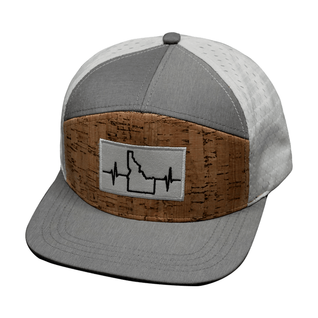 Idaho Hat, Flat Bill, Snapback Hat, Cork, Gray, White, Mens Hat, Womens Hat, Front Picture