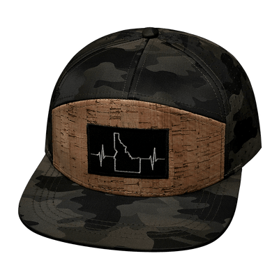 Idaho Hat, Flat Bill, Snapback Hat, Cork, Tan Camo, Mens Hat, Womens Hat, Front Picture