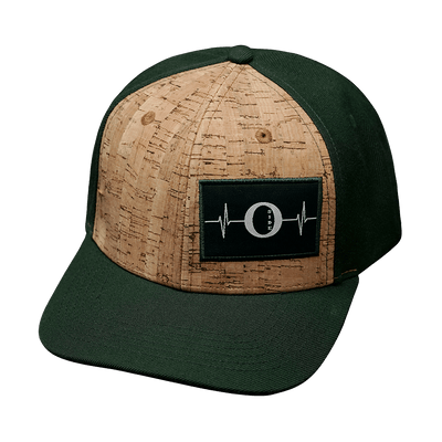 Oceanside Hat, Baseball Hat, Snapback Hat, Fabric Back, Cork, Green, Mens Hat, Womens Hat, Front Picture