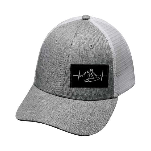 Surf Hat, Low Profile, Snapback Hat, Heather Gray, White, Mens Hat, Womens Hat, Front Picture