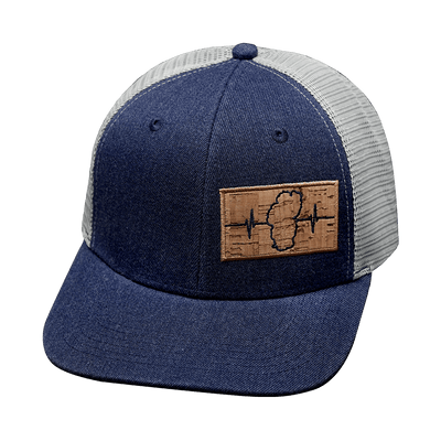 Tahoe Hat, Baseball Hat, Snapback Hat, Heather Navy, Gray, Mens Hat, Womens Hat, Front Picture