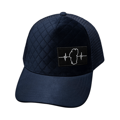 Hat, Trucker Hat, Snapback Hat, Quilted Velvet, Navy, Mens Hat, Womens Hat, Front Picture