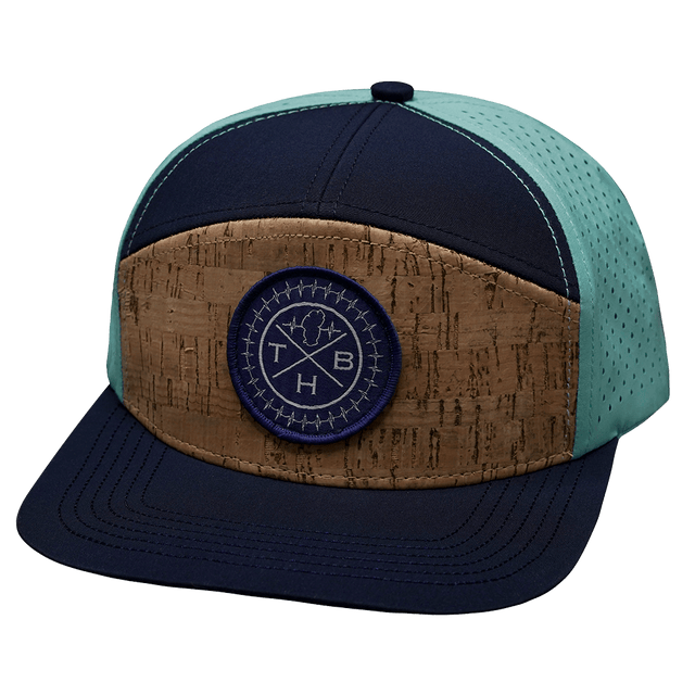 THB Hat, Flat Bill, Snapback Hat, Cork, Navy, Teal, Mens Hat, Womens Hat, Front Picture