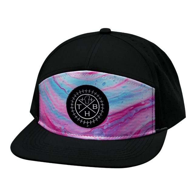 THB Hat, Flat Bill, Snapback Hat, Liquid Pink, Black, Mens Hat, Womens Hat, Front Picture