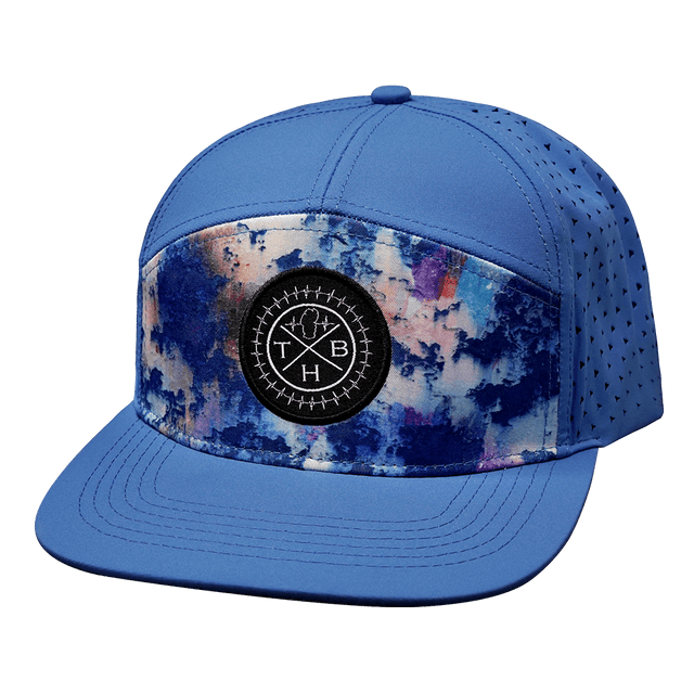 THB Hat, Flat Bill, Snapback Hat, Paint Splatter, Light Blue, Mens Hat, Womens Hat, Front Picture