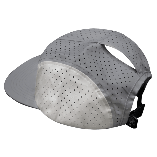 Yoga Hat, 5 Panel Hat, Ponytail, Strapback, Gray, Navy, White, Mens Hat, Womens Hat, Ponytail Hole Picture