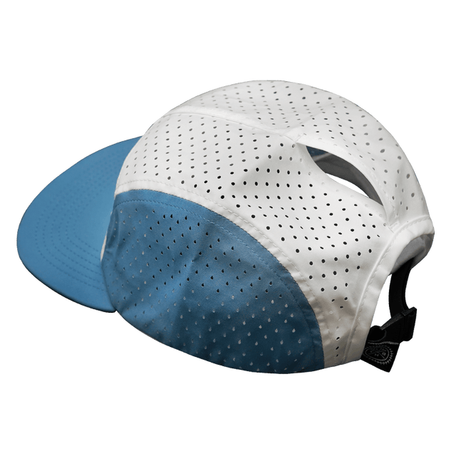 Yoga Hat, 5 Panel Hat, Ponytail, Strapback, Light Blue, White, Mens Hat, Womens Hat, Ponytail Hole Picture