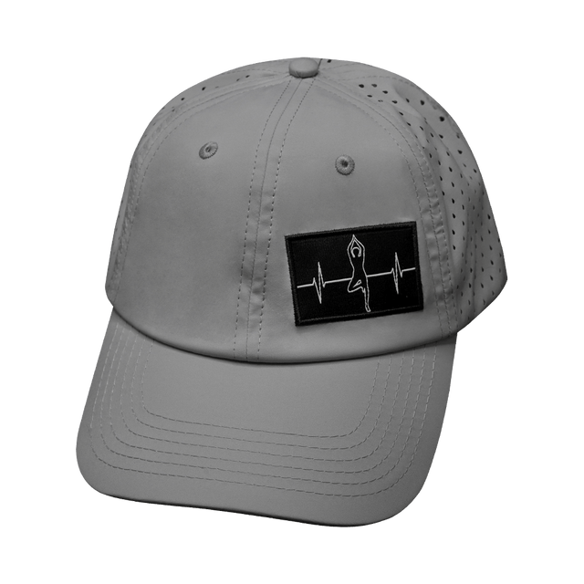 Yoga Hat, Dad Hat, Ponytail, Snapback, Gray, Mens Hat, Womens Hat, Front Picture