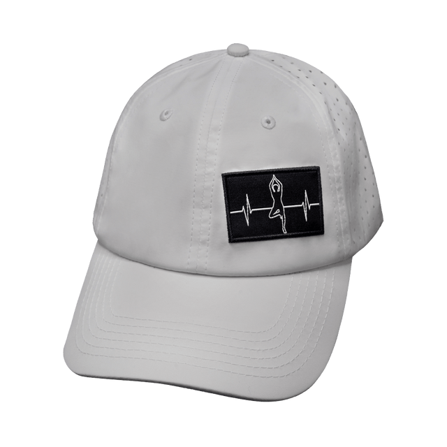 Yoga Hat, Dad Hat, Ponytail, Snapback, White, Mens Hat, Womens Hat, Front Picture
