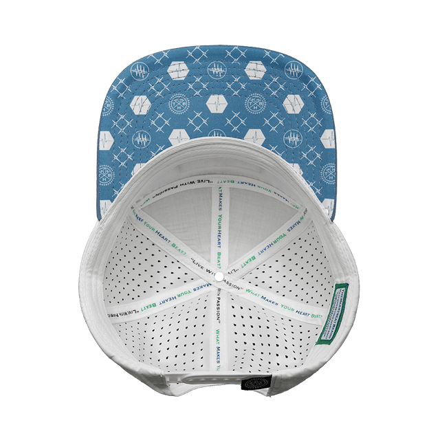 Yoga Hat, Flat Bill, Snapback Hat, Light Blue, White, Mens Hat, Womens Hat, Underbill Picture