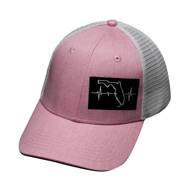 Youth Florida Hat, Low Profile, Snapback Hat, Pink, White, Mens Hat, Womens Hat, Front Picture