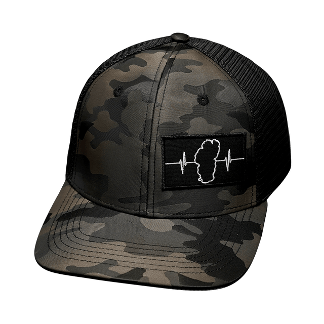 Youth Tahoe Hat, Baseball Hat, Snapback Hat, Tan Camo, Black, Mens Hat, Womens Hat, Front Picture