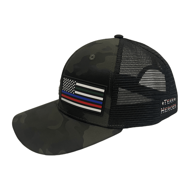 Youth Team Heroes Hat, Baseball Hat, Snapback Hat, Green Camo, Black, Mens Hat, Womens Hat, Side Picture