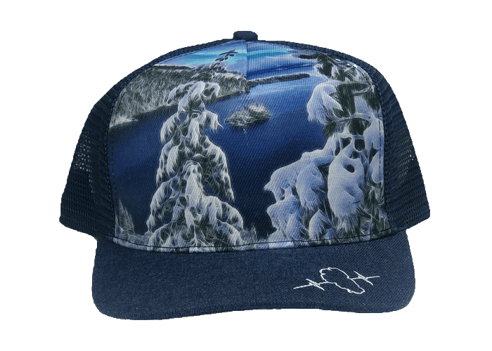 Tahoe Hat - Trucker Hat - Heather Navy - Emerald Bay Snow - Trucker Mesh