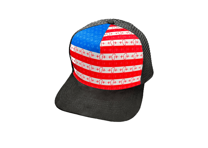 Tahoe Hat - Trucker Hat - Suede - Black - American Flag - Trucker Mesh