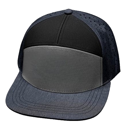 Blank - 7 Panel - Navy / Gray / Black (Unisex) - Laser Mesh