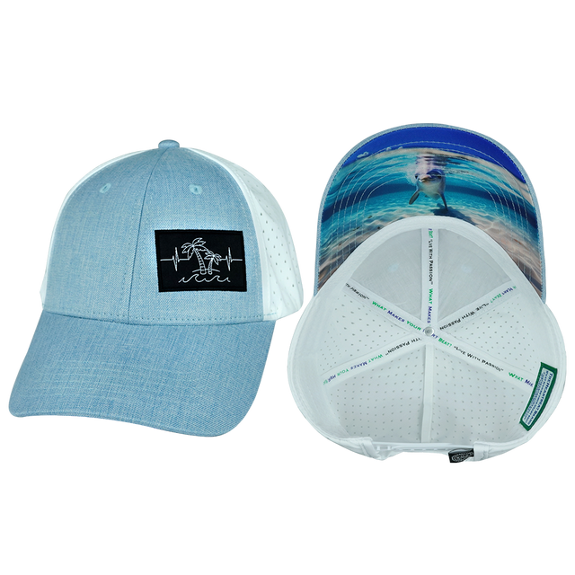 Beach - 6 Panel - Shallow Fit - Pony Tail - Light Blue / White (Unisex)