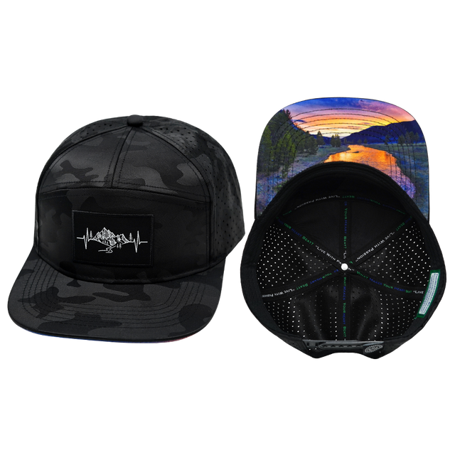 Mountains - 7 Panel - Black Camo (Unisex)