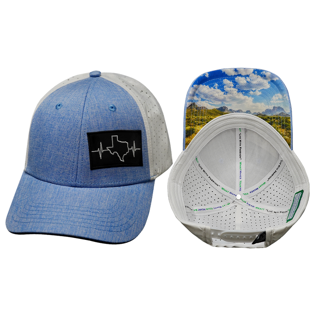 Texas - 6 Panel  - Shallow Fit - Pony Tail - Light Blue / White