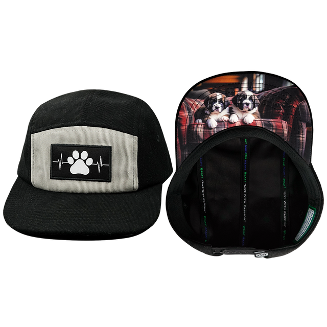 Dog - 5 Panel - Unstructured - Corduroy - Black / Gray (Unisex)