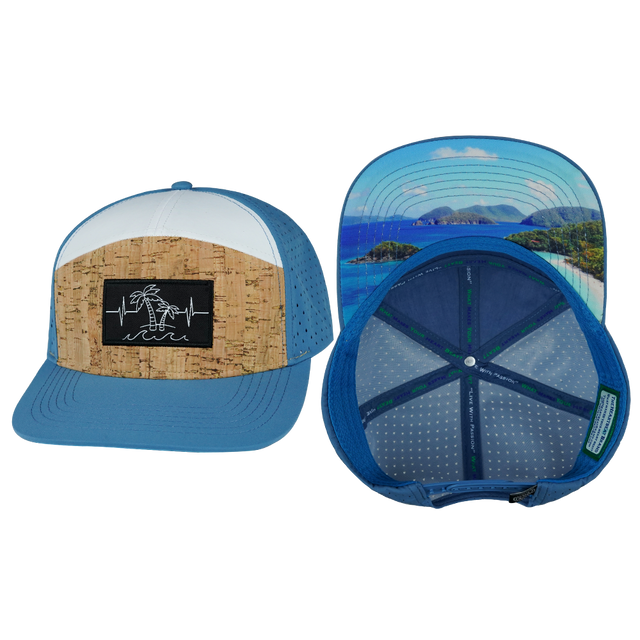 Beach - 7 Panel - Cork - Blue / White (Unisex)