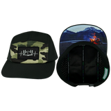 Camping - 5 Panel - Sporty - Unstructured - Black / Green Camo (Unisex)