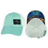 Beach - 6 Panel - Shallow Fit - Pony Tail - Teal / White (Unisex)