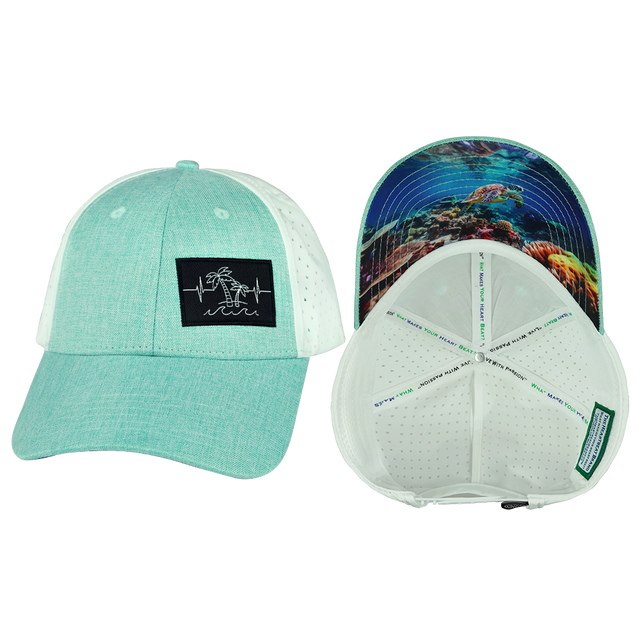 Beach - 6 Panel - Shallow Fit - Pony Tail - Teal / White (Unisex)