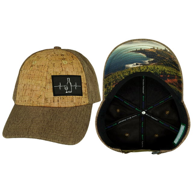 Wine - 6 Panel - Shallow Fit - Cork - Light Brown Hemp (Unisex)