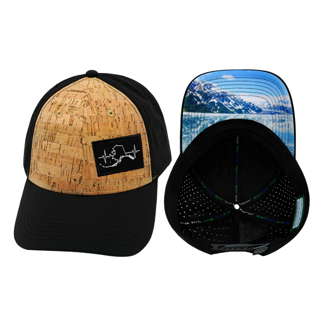 Alaska - 6 Panel - Shallow Fit - Pony Tail - Cork - Black  (Unisex)