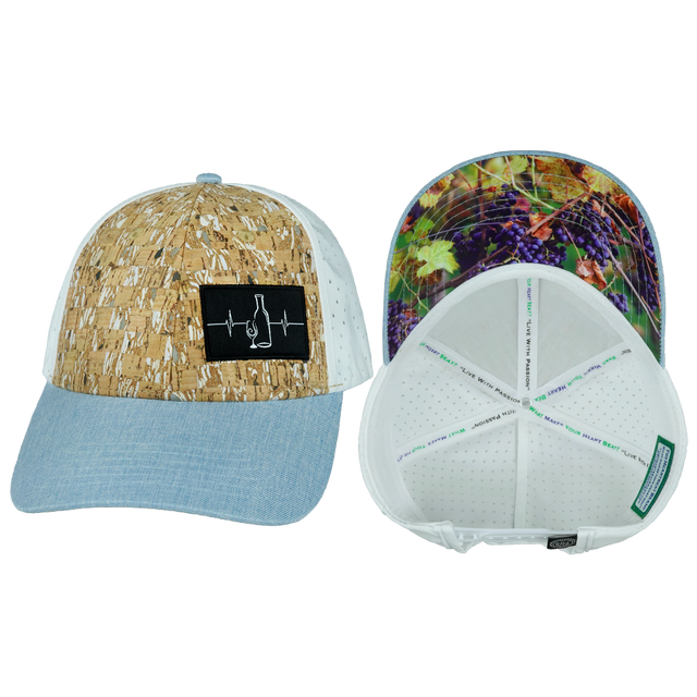 Wine - 6 Panel - Shallow Fit - Pony Tail - Cork - Baby Blue / White (Unisex)