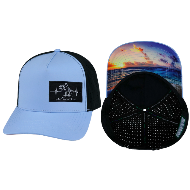 Beach - 5 Panel - Structured - Light Blue / Black  (Unisex)