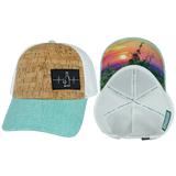 Wine - 6 Panel - Shallow Fit - Pony Tail - Cork - Mint / White (Unisex)