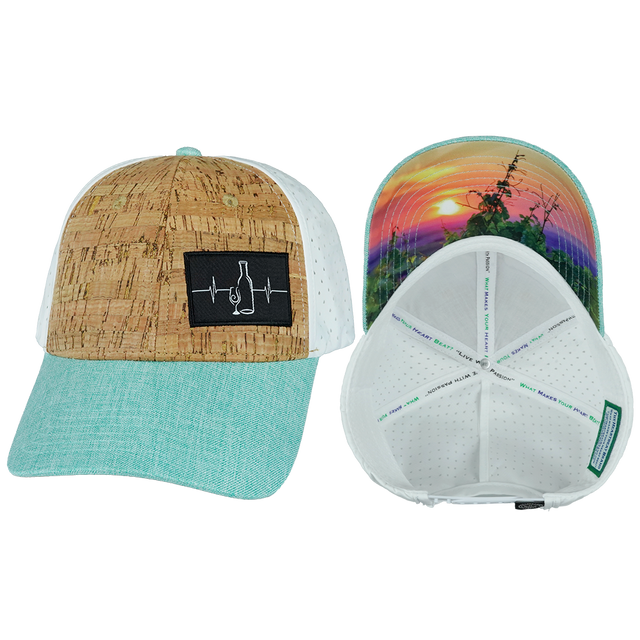 Wine - 6 Panel - Shallow Fit - Pony Tail - Cork - Mint / White (Unisex)