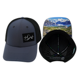 Alaska - 6 Panel - Shallow Fit - Pony Tail - Charcoal / Black  (Unisex)