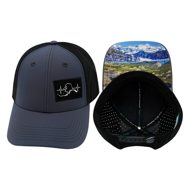 Alaska - 6 Panel - Shallow Fit - Pony Tail - Charcoal / Black  (Unisex)