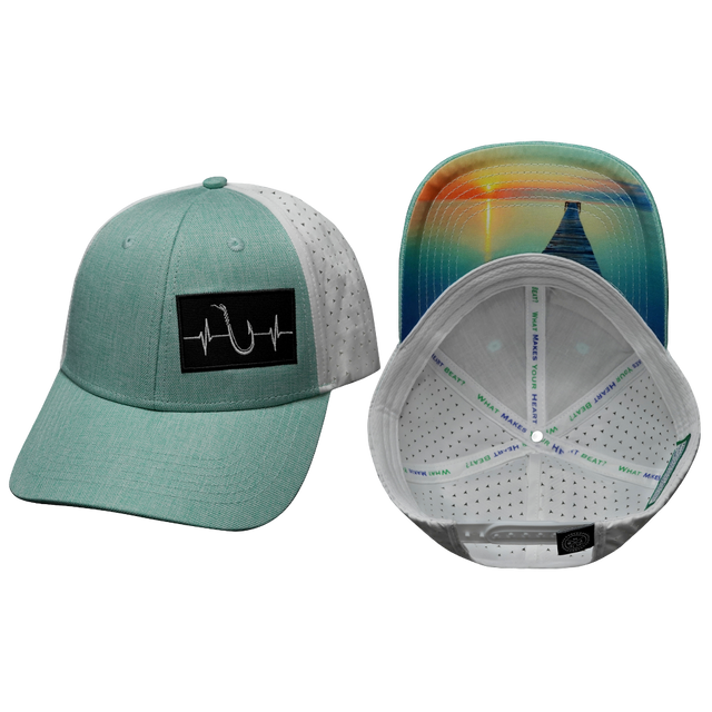 Fishing - 6 Panel - Shallow Fit - Pony Tail - Teal / White (Unisex)