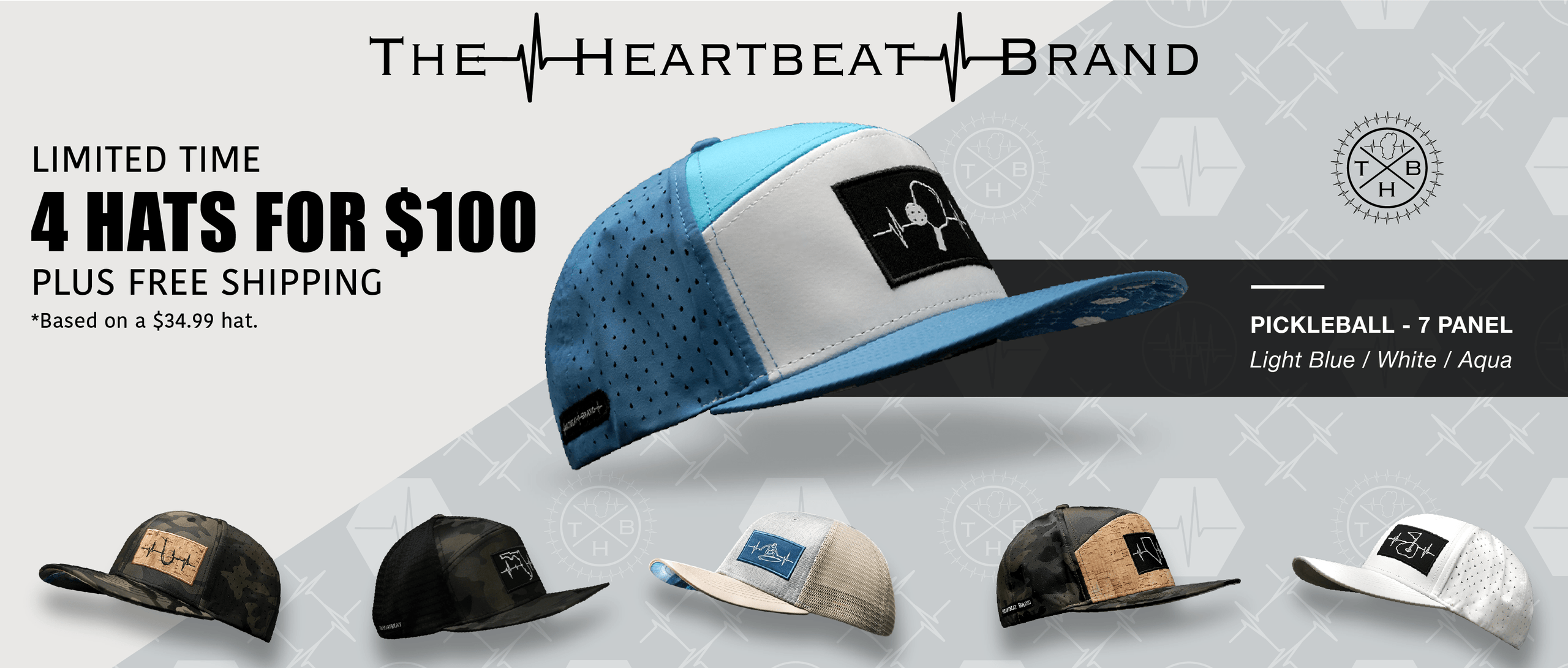 Surf 6 Panel Air Mesh Athletic Fit Hat Gray - The Heartbeat Brand