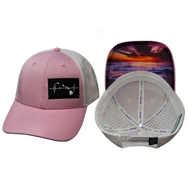 Hawaii - 6 Panel - Shallow Fit - Pony Tail - Pink / White