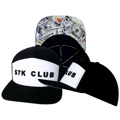 $7K Club — Flat Bill, Black / White, Laser Mesh
